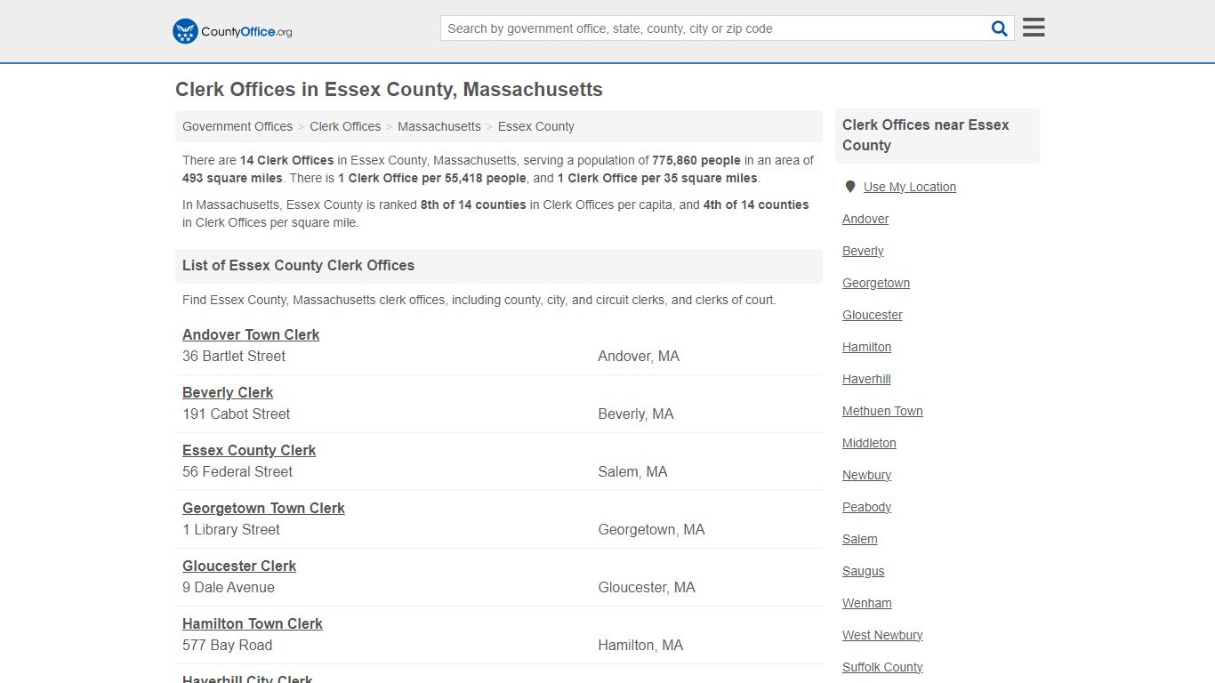Clerk Offices - Essex County, MA (County & Court Records)